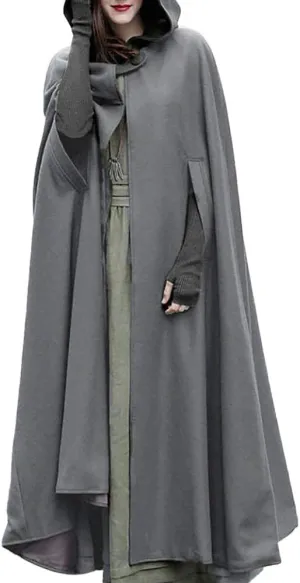 BZGTZT Women's Trench Coat Cloak Hooded Long Open Front Cape Coats Poncho Batwing Poncho Cardigan Jacket Coat,For Winter