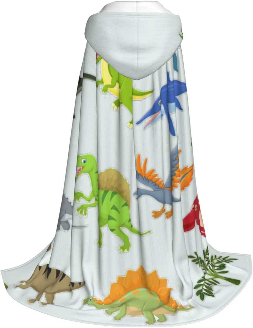 Cartoon Dinosaur Images Print Halloween Hooded Cape Cosplay Cape & Witch Cloak - Unisex Halloween Hooded Cloak