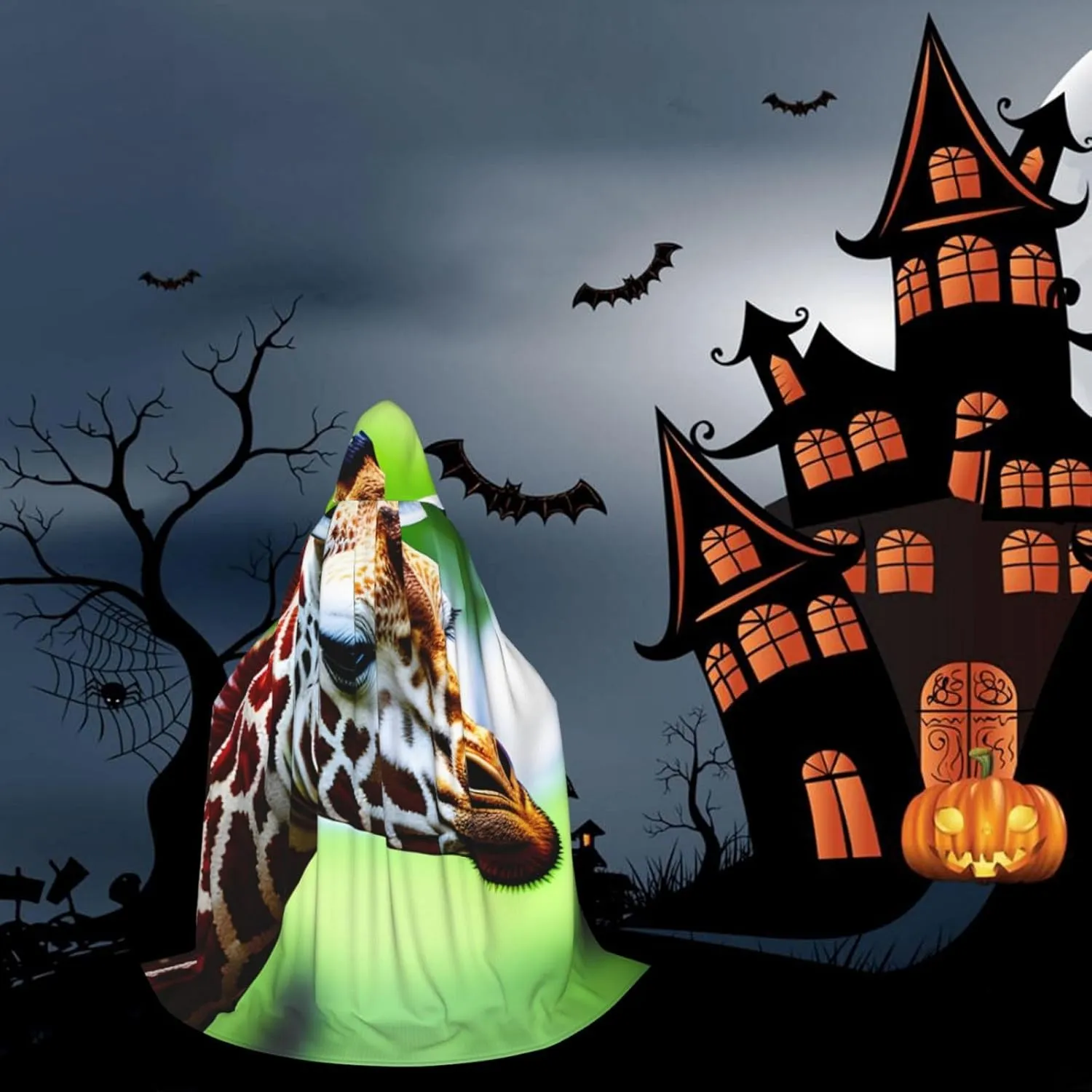 Cartoon Giraffe Cape Cloak With Hood Witch Cape Hooded Cloak Halloween Costumes Cosplay For Carnivals Party