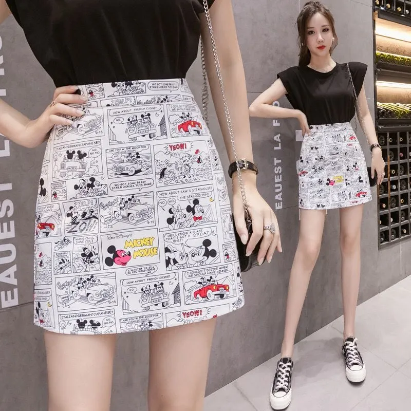 Chequered Skirt Women Summer High Waist Slim Look A-Line Hip Flattering bmPurple Skirt