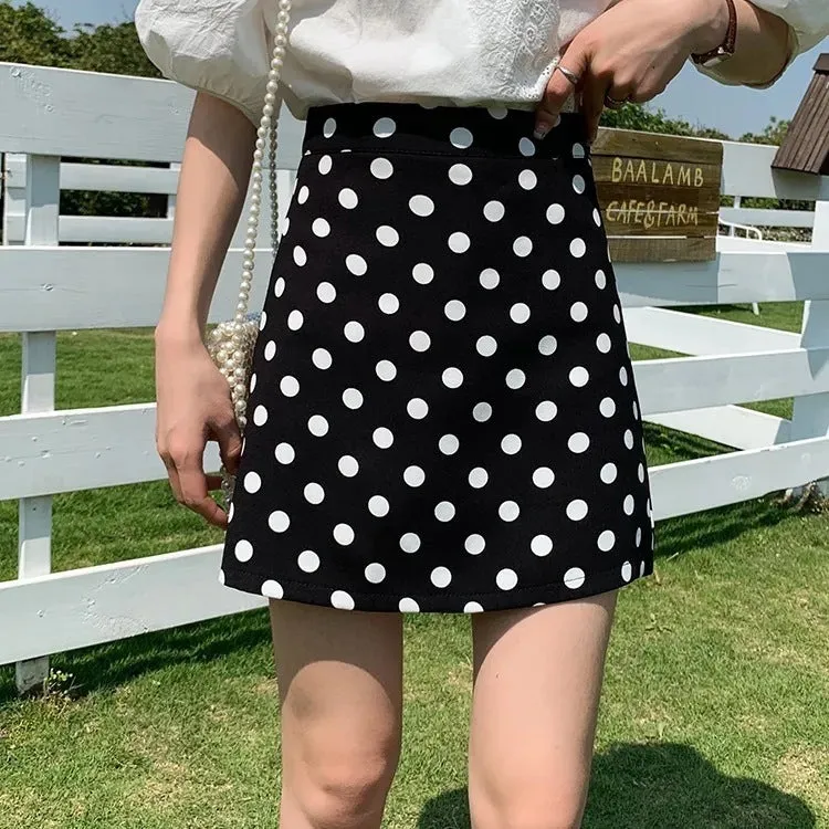 Chequered Skirt Women Summer High Waist Slim Look A-Line Hip Flattering bmPurple Skirt
