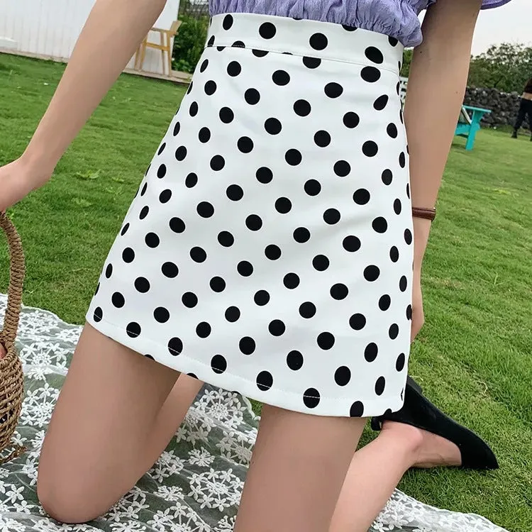 Chequered Skirt Women Summer High Waist Slim Look A-Line Hip Flattering bmPurple Skirt
