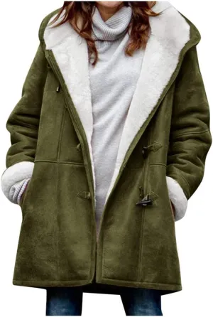 ChicCrate Winter Coats for Women 2025 Warm Sherpa Fleece Lined Distressed Jackets Parka Faux Suede Pea Coat Outerwear