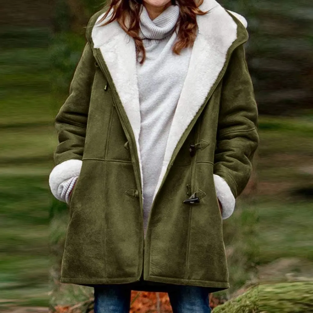 ChicCrate Winter Coats for Women 2025 Warm Sherpa Fleece Lined Distressed Jackets Parka Faux Suede Pea Coat Outerwear