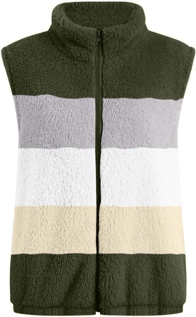 ChicCrate Women's Faux Fur Vest Coat Sleeveless Jacket Fuzzy Sherpa Fleece Jacket Hooded Winter Puffer Vest