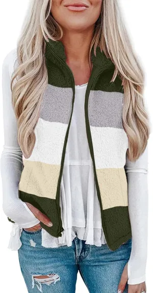 ChicCrate Women's Faux Fur Vest Coat Sleeveless Jacket Fuzzy Sherpa Fleece Jacket Hooded Winter Puffer Vest