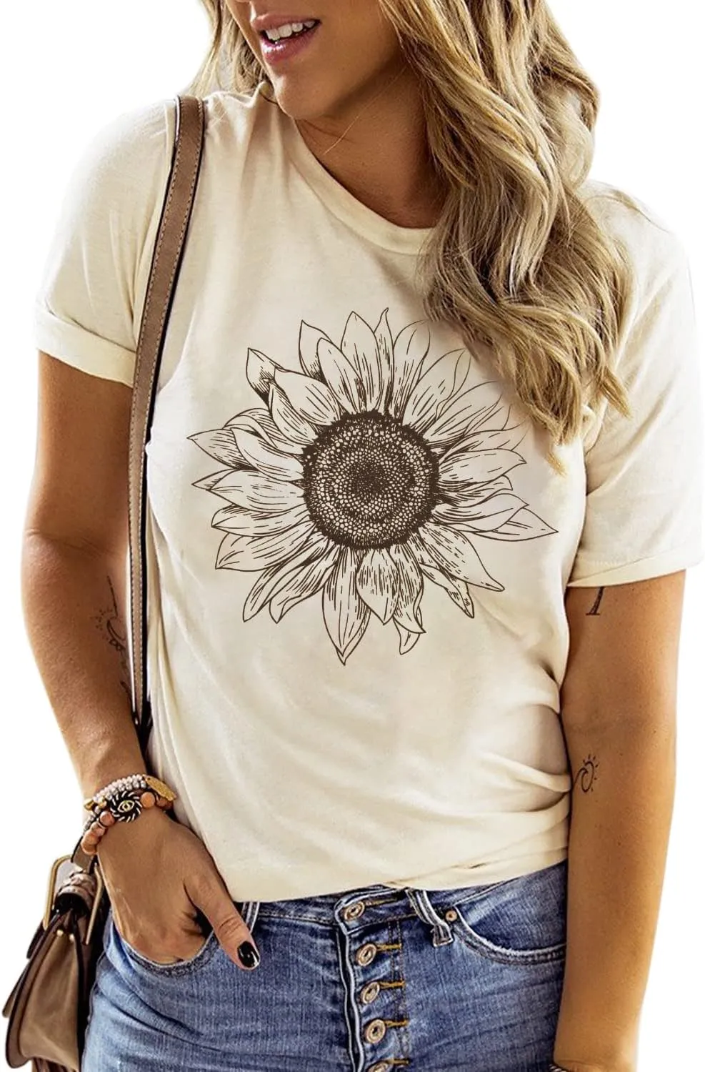 Chulianyouhuo Sunflower Graphic Shirt for Women Cute Flower Short Sleeve Ladies Tee Tops Teen Girls Casual T Shirt