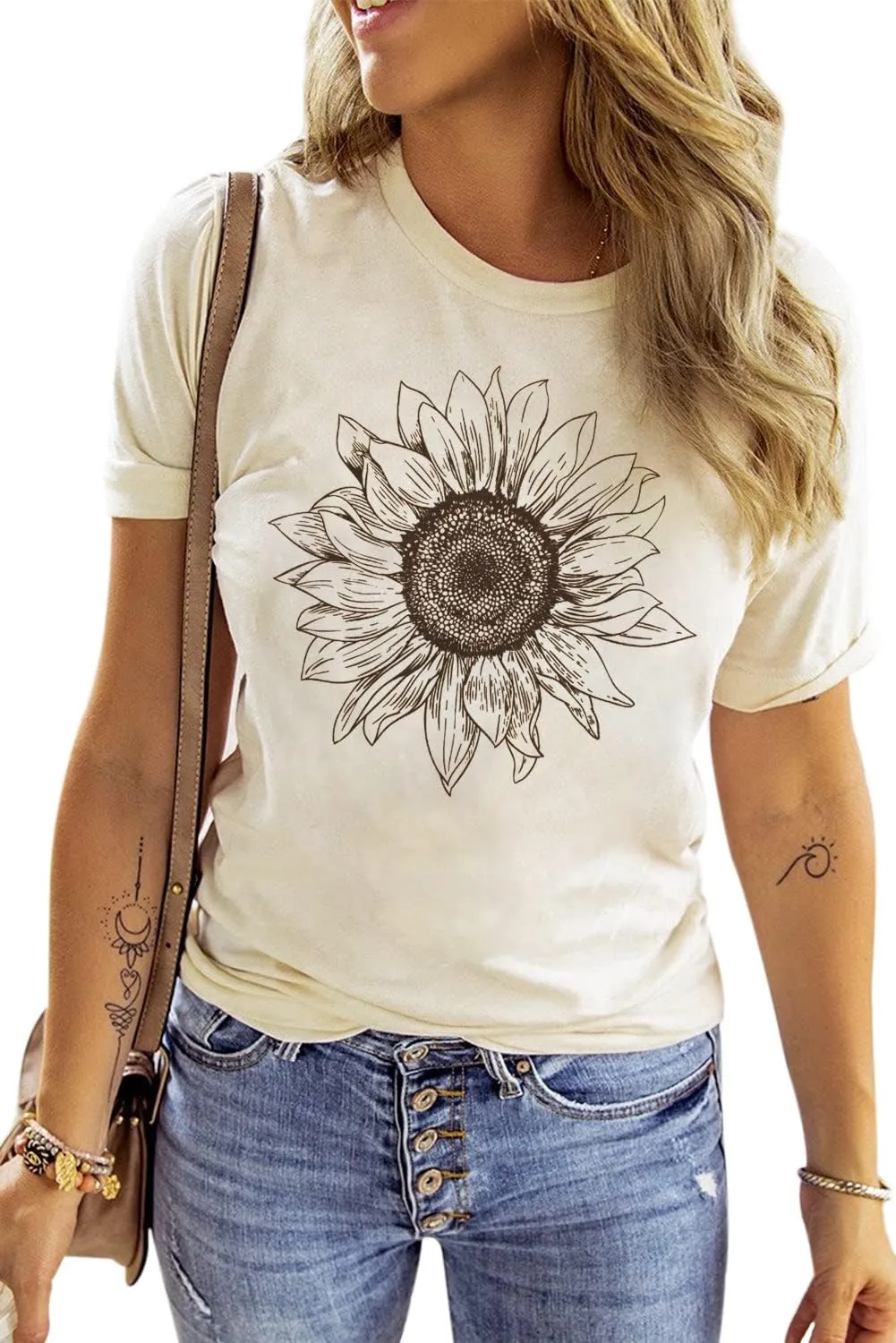 Chulianyouhuo Sunflower Graphic Shirt for Women Cute Flower Short Sleeve Ladies Tee Tops Teen Girls Casual T Shirt