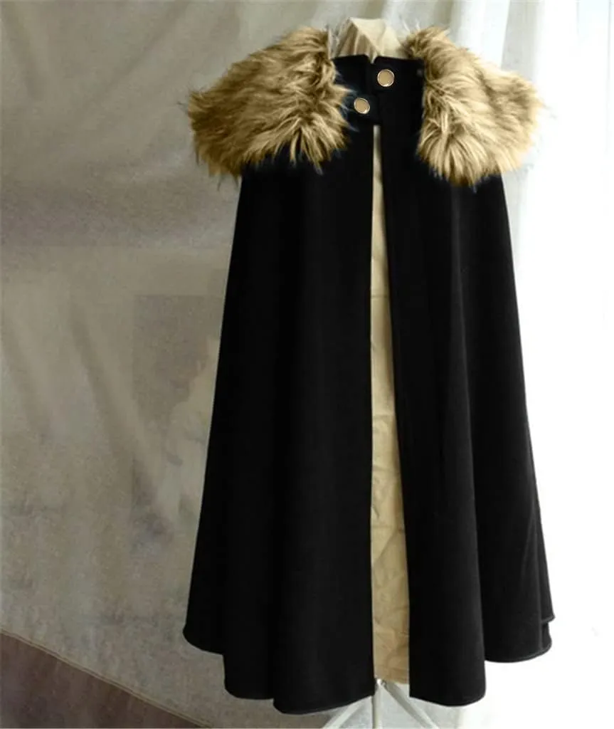 Cloak Coat for Women Fur Shawl Cloak Medieval Renaissance Faux Fur Kings Cape with Fur Halloween Cosplay Cloak