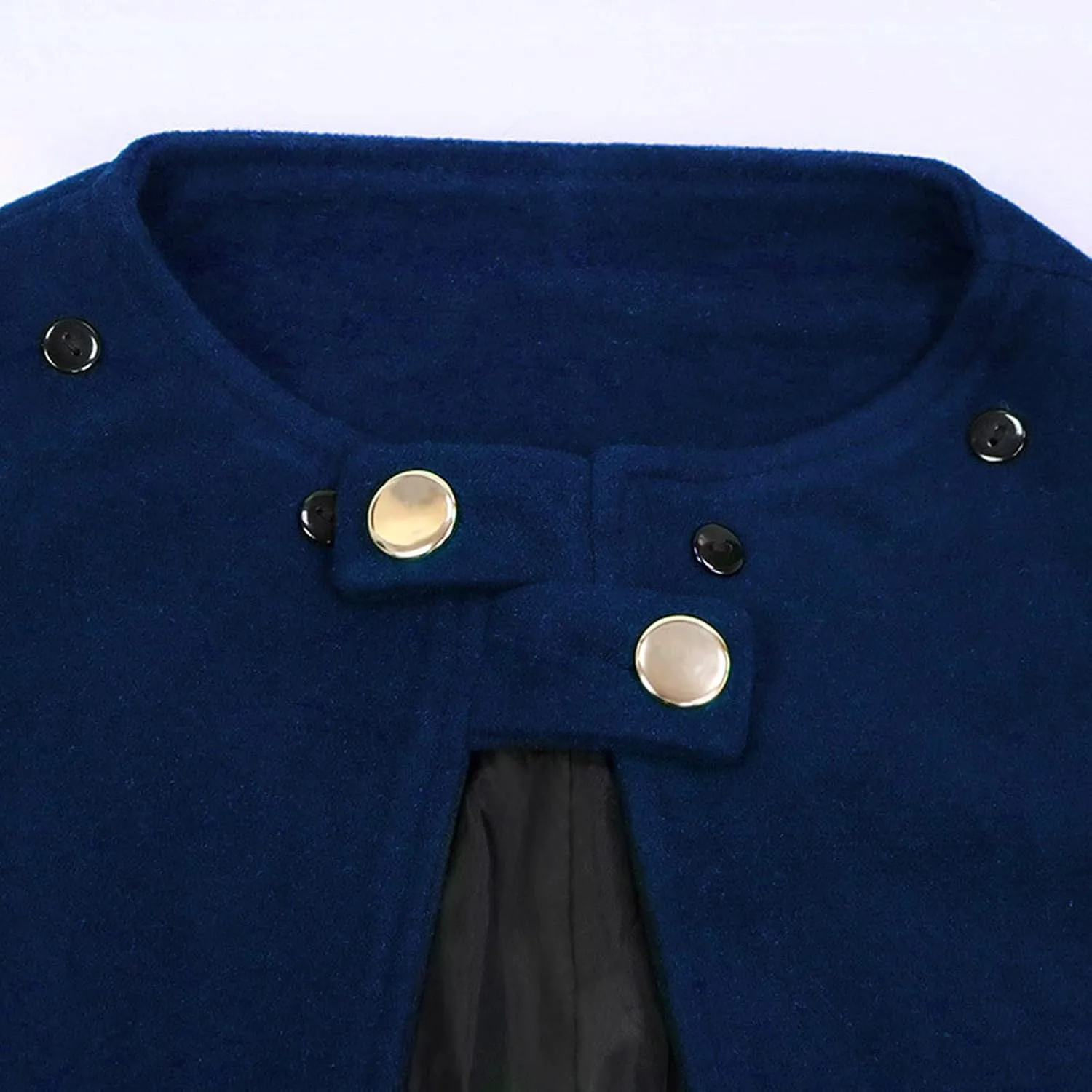 Cloak Coat for Women Vintage Victorian Steampunk Cape Winter Warm Gothic Wool Faux Fur Collar Long Coat Role Play
