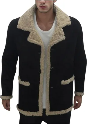 Coats for Men Cotton padded Jacket Lapel Collar Knitted Button Sweater Coat Casual Men's Thicken Warm Winter Coats