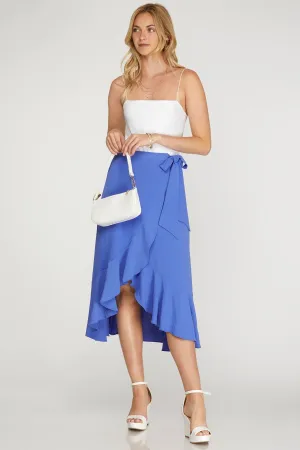 Cobalt Wrap Midi Skirt