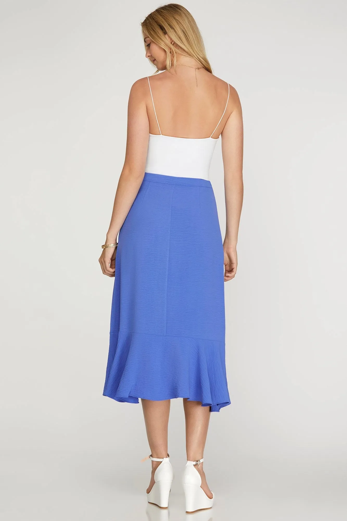 Cobalt Wrap Midi Skirt