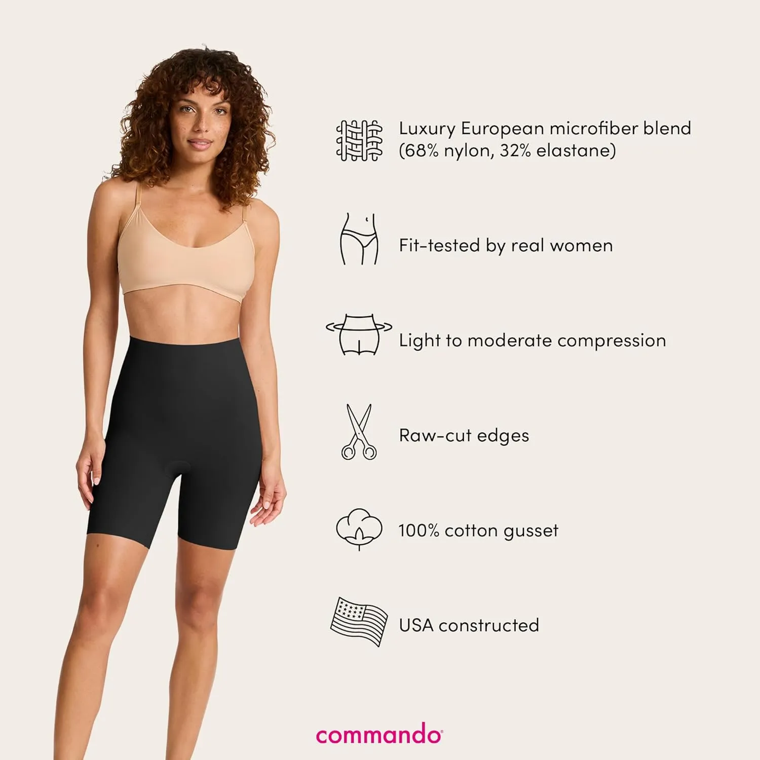 commando - Classic Control Shorts | Shapewear Shorts | Supportive & Smoothing | Soft & Breathable | No Rolling or Riding Up