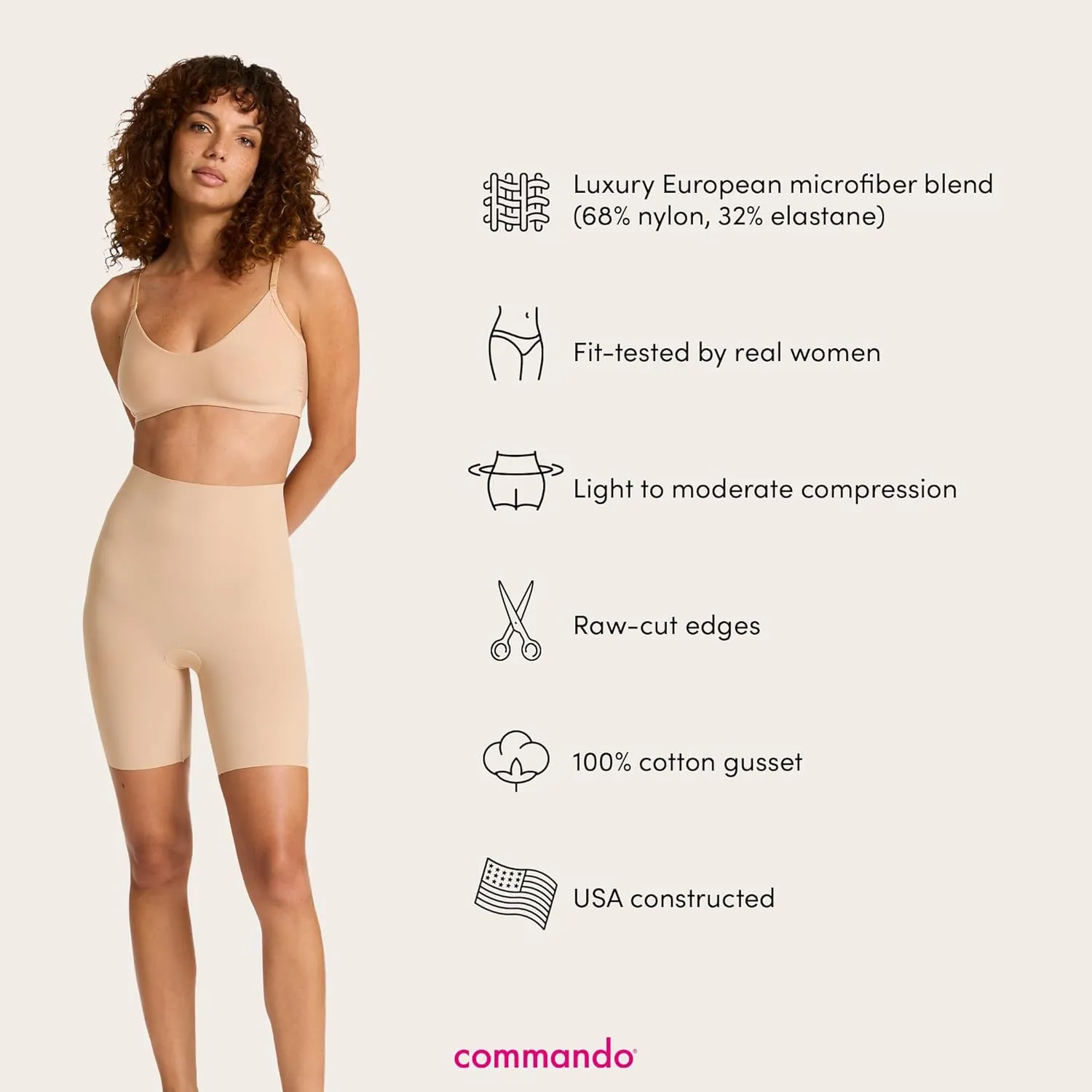commando - Classic Control Shorts | Shapewear Shorts | Supportive & Smoothing | Soft & Breathable | No Rolling or Riding Up