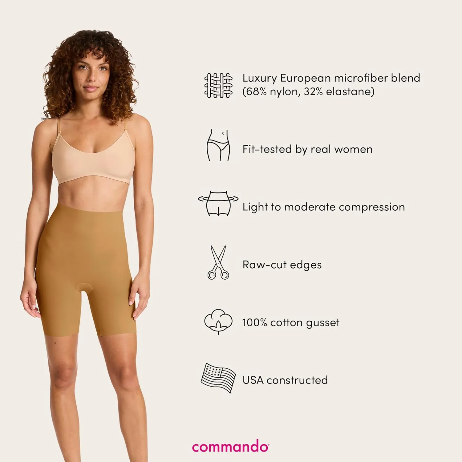 commando - Classic Control Shorts | Shapewear Shorts | Supportive & Smoothing | Soft & Breathable | No Rolling or Riding Up