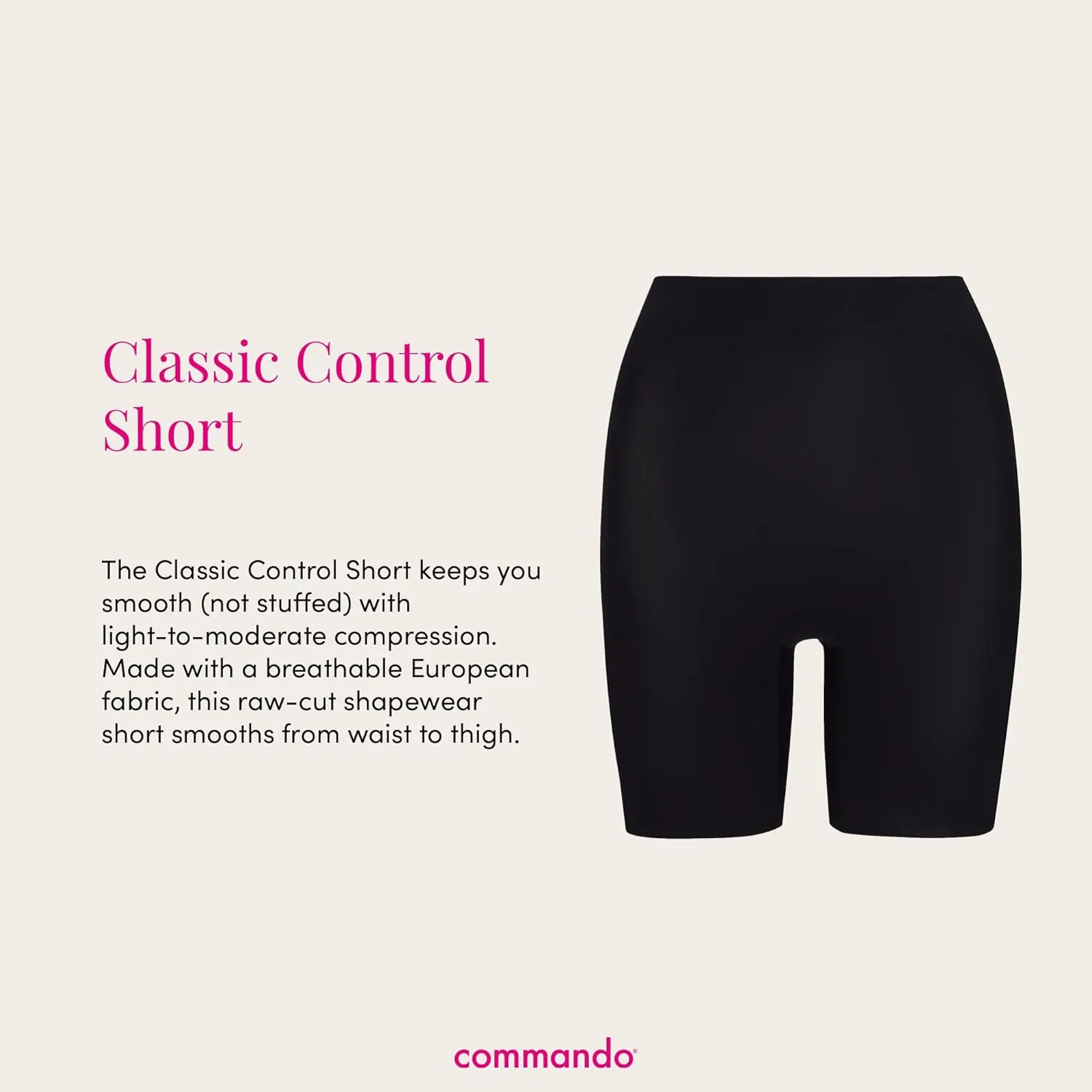 commando - Classic Control Shorts | Shapewear Shorts | Supportive & Smoothing | Soft & Breathable | No Rolling or Riding Up