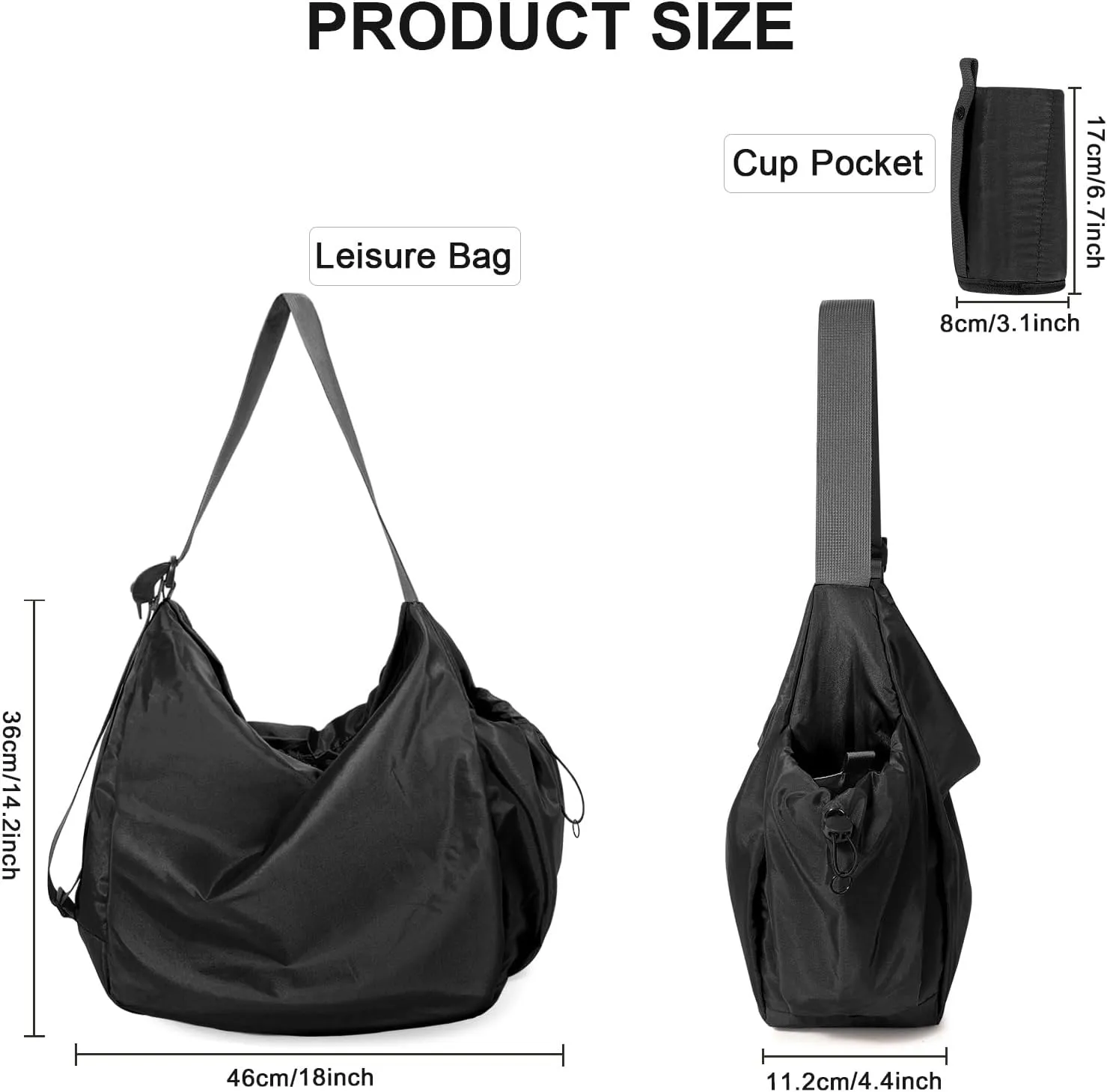 CONTAIL 18L Nylon Daily Shoulder Bag,Water-Resistant Crossbody Bag with Removable Insulated Beverage Holder