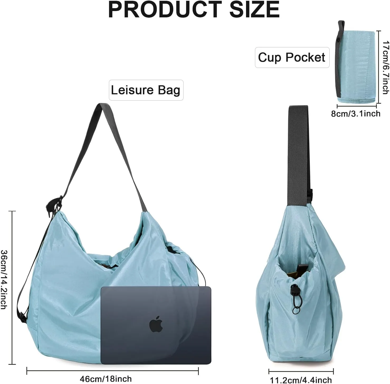 CONTAIL 18L Nylon Daily Shoulder Bag,Water-Resistant Crossbody Bag with Removable Insulated Beverage Holder
