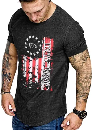 COOFANDY Men Muscle Workout T Shirt Gym Bodybuilding Active Short Sleeve Tee Top Black