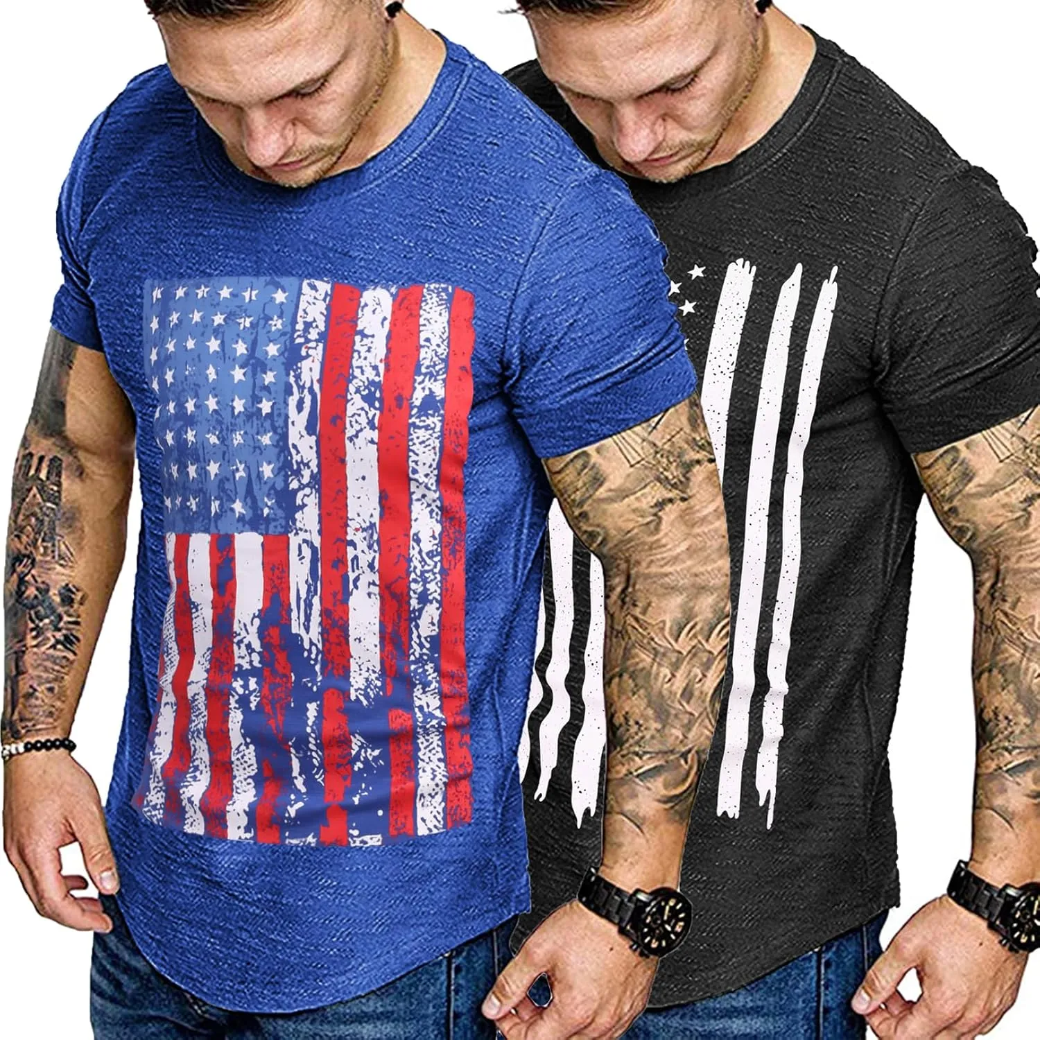 COOFANDY Men Muscle Workout T Shirt Gym Bodybuilding Active Short Sleeve Tee Top Black