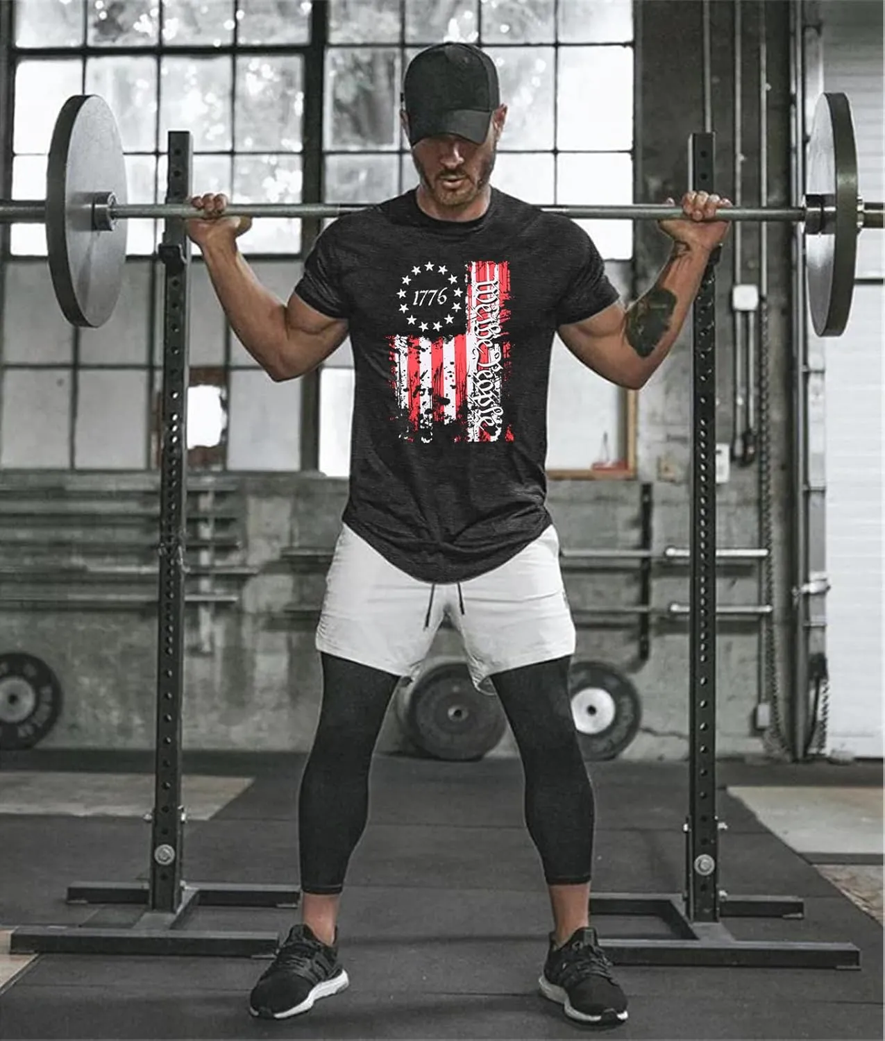 COOFANDY Men Muscle Workout T Shirt Gym Bodybuilding Active Short Sleeve Tee Top Black