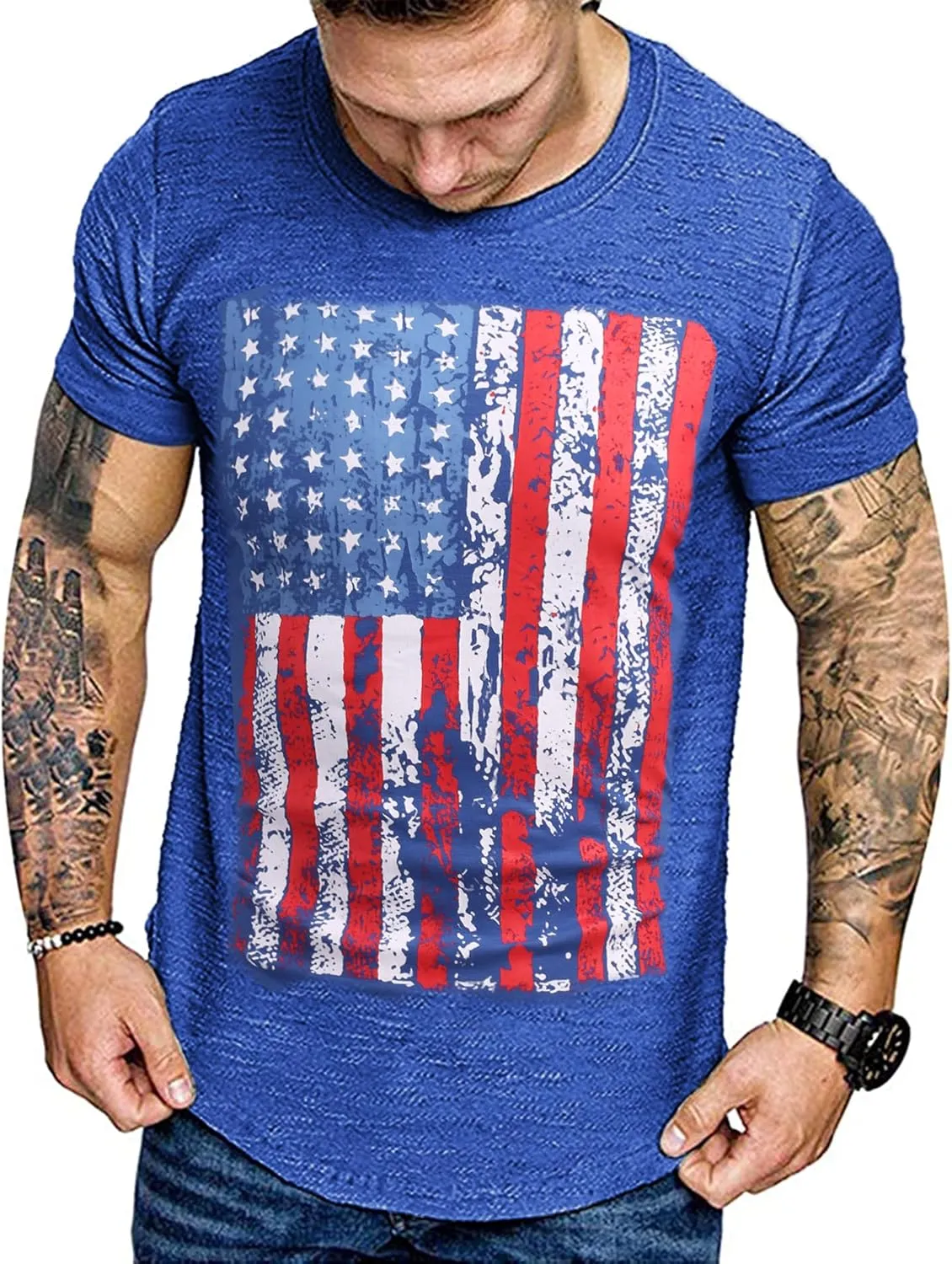 COOFANDY Men Muscle Workout T Shirt Gym Bodybuilding Active Short Sleeve Tee Top Black
