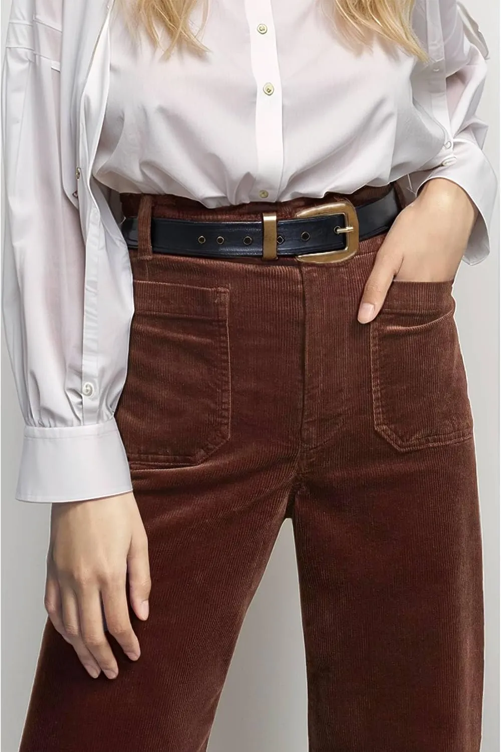 Corduroy Pants Women Elastic Waist Flare Pants Bell Bottom Business Casual Trousers Pants for Women