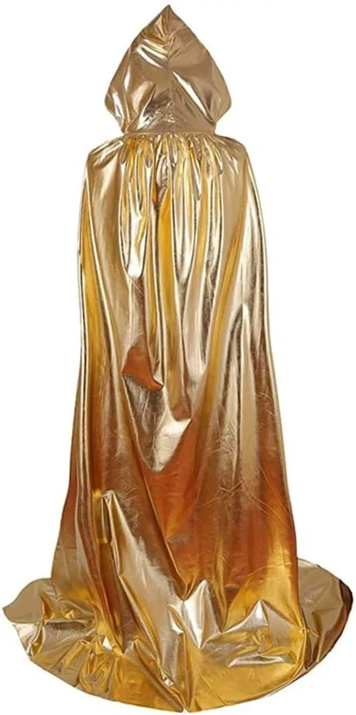 Costume Capes, Full Length Black Cape, Grim Reaper Cloaks with Cap, Halloween Christmas Outerwear for Halloween Cosplay(Golden) Cloak