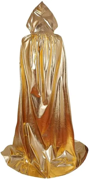 Costume Capes, Full Length Black Cape, Grim Reaper Cloaks with Cap, Halloween Christmas Outerwear for Halloween Cosplay(Golden) Cloak