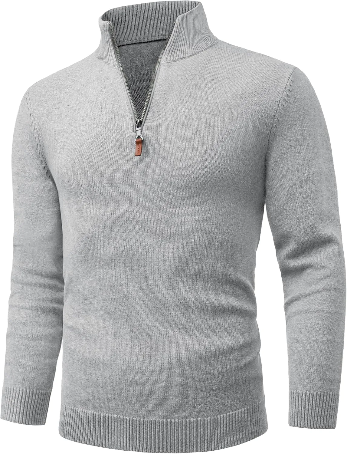 Cotrasen Mens Sweater Quarter Zip Pullover Casual Knit Cotton Long Sleeve Mock Neck Polo Sweaters