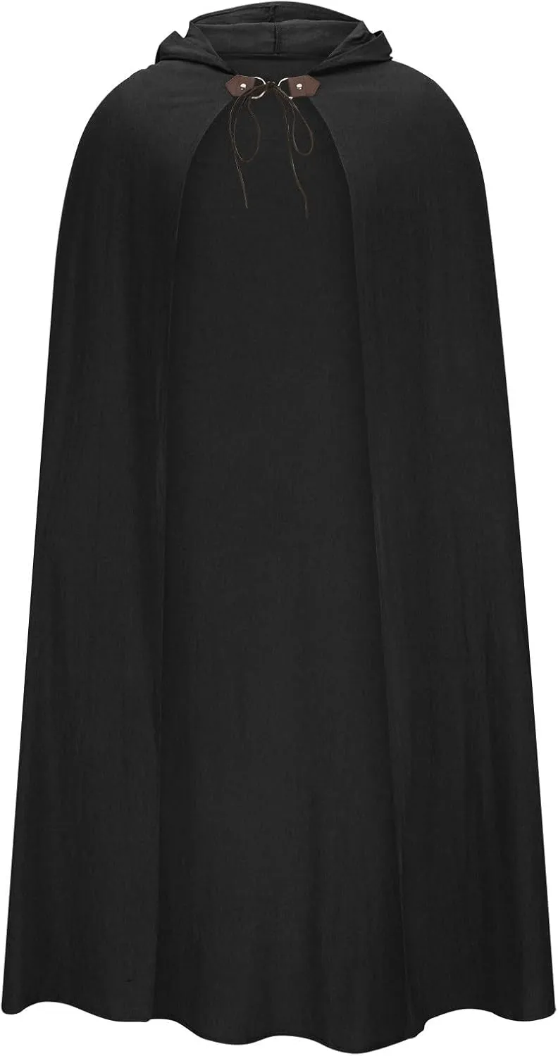 Cotton Linen Cape Unisex Cloak with Hood Halloween Costume Hooded Cloak Adult Vampire Witch Cape Men Retro Gothic
