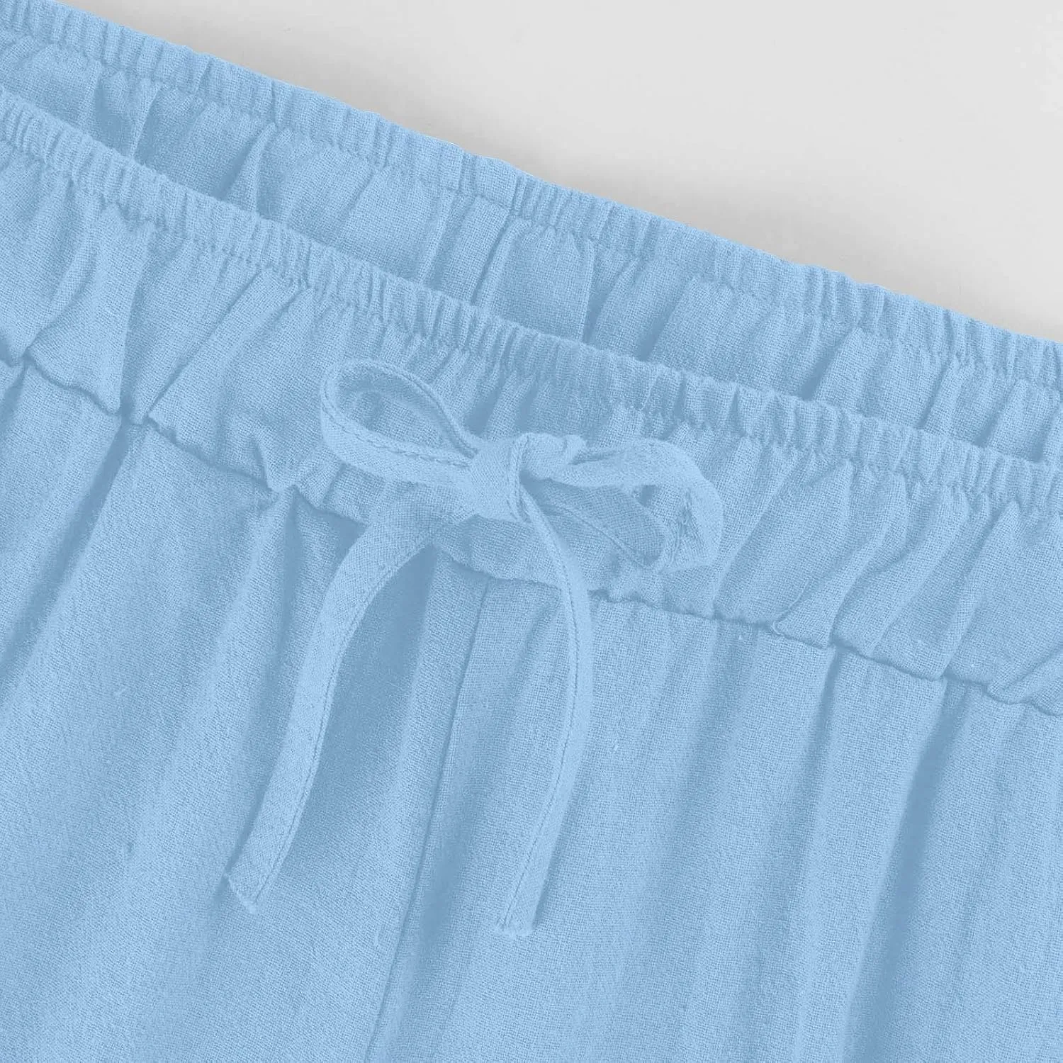Cotton Linen Pants for Women 2025 Wide Leg Cropped Lounge Trousers Drawstring Elastic Waist Summer Beach Pant Outfits