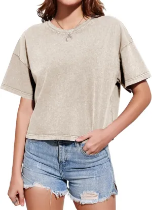 Cotton Loose Crop Tops for Women Acid Wash Cropped T Shirts Trendy Vintage Basic Tees Casual Short Sleeve Tshirt