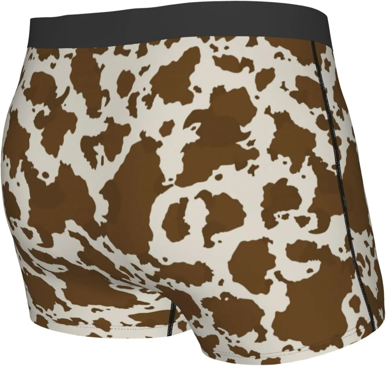 Cow Leather Brown Print Mens Underwear Boxer Briefs Soft Breathable Underpants with Elastic Waistband