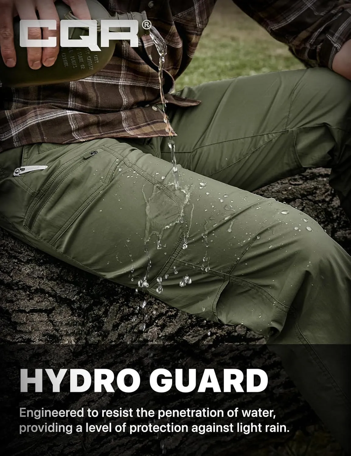 CQR Men's Quick Dry Tactical Pants, Water Resistant Outdoor Pants, Lightweight Stretch Cargo Work Hiking Pants