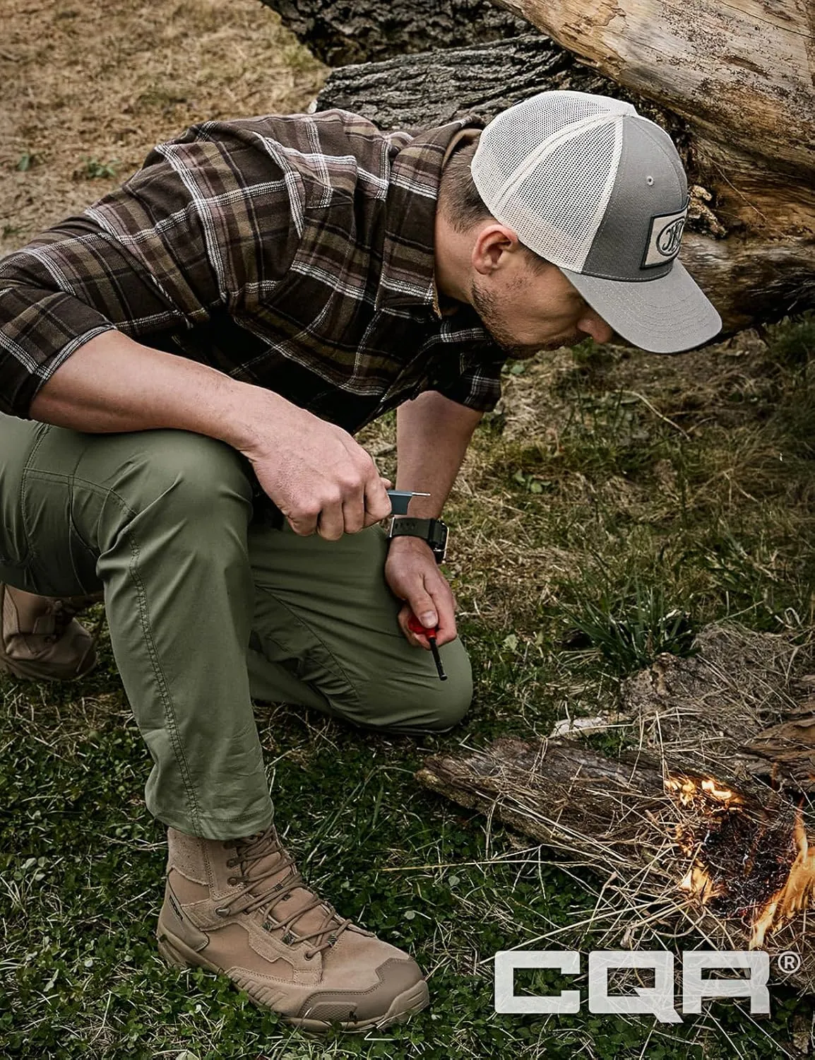 CQR Men's Quick Dry Tactical Pants, Water Resistant Outdoor Pants, Lightweight Stretch Cargo Work Hiking Pants