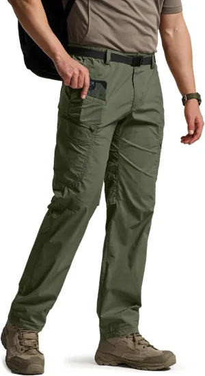 CQR Men's Quick Dry Tactical Pants, Water Resistant Outdoor Pants, Lightweight Stretch Cargo Work Hiking Pants