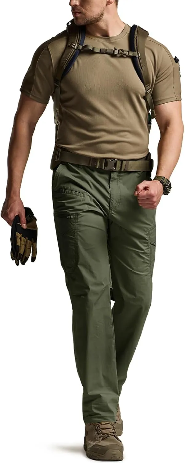 CQR Men's Quick Dry Tactical Pants, Water Resistant Outdoor Pants, Lightweight Stretch Cargo Work Hiking Pants