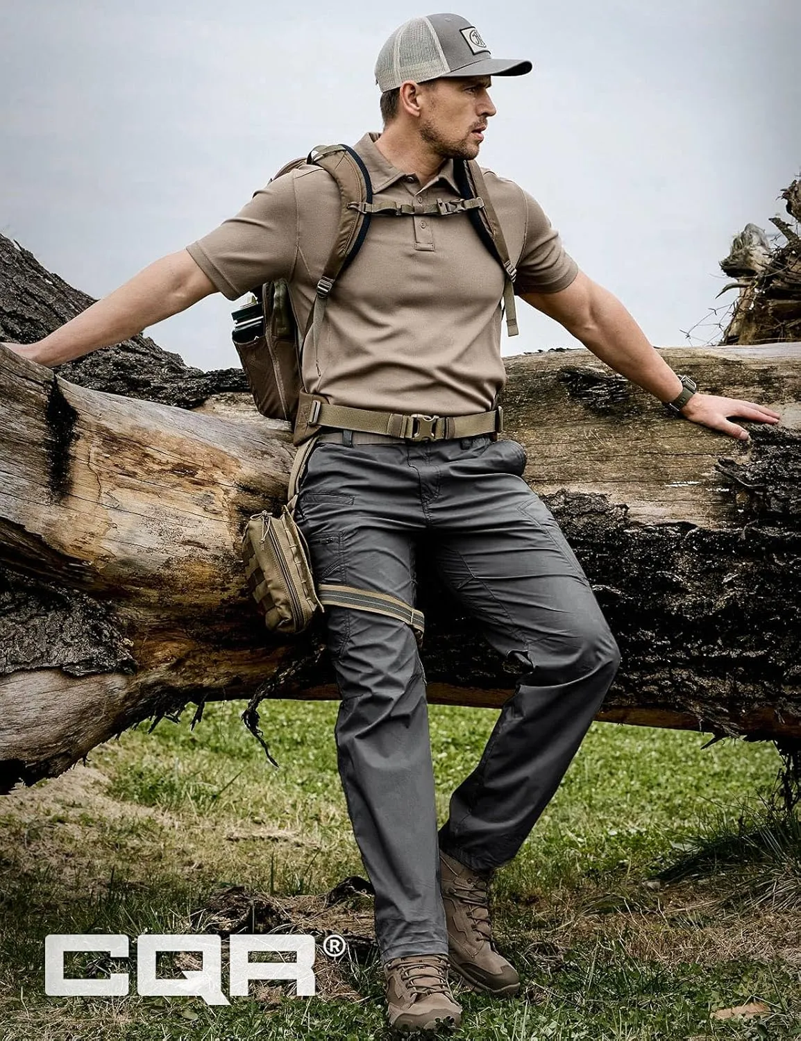 CQR Men's Quick Dry Tactical Pants, Water Resistant Outdoor Pants, Lightweight Stretch Cargo Work Hiking Pants