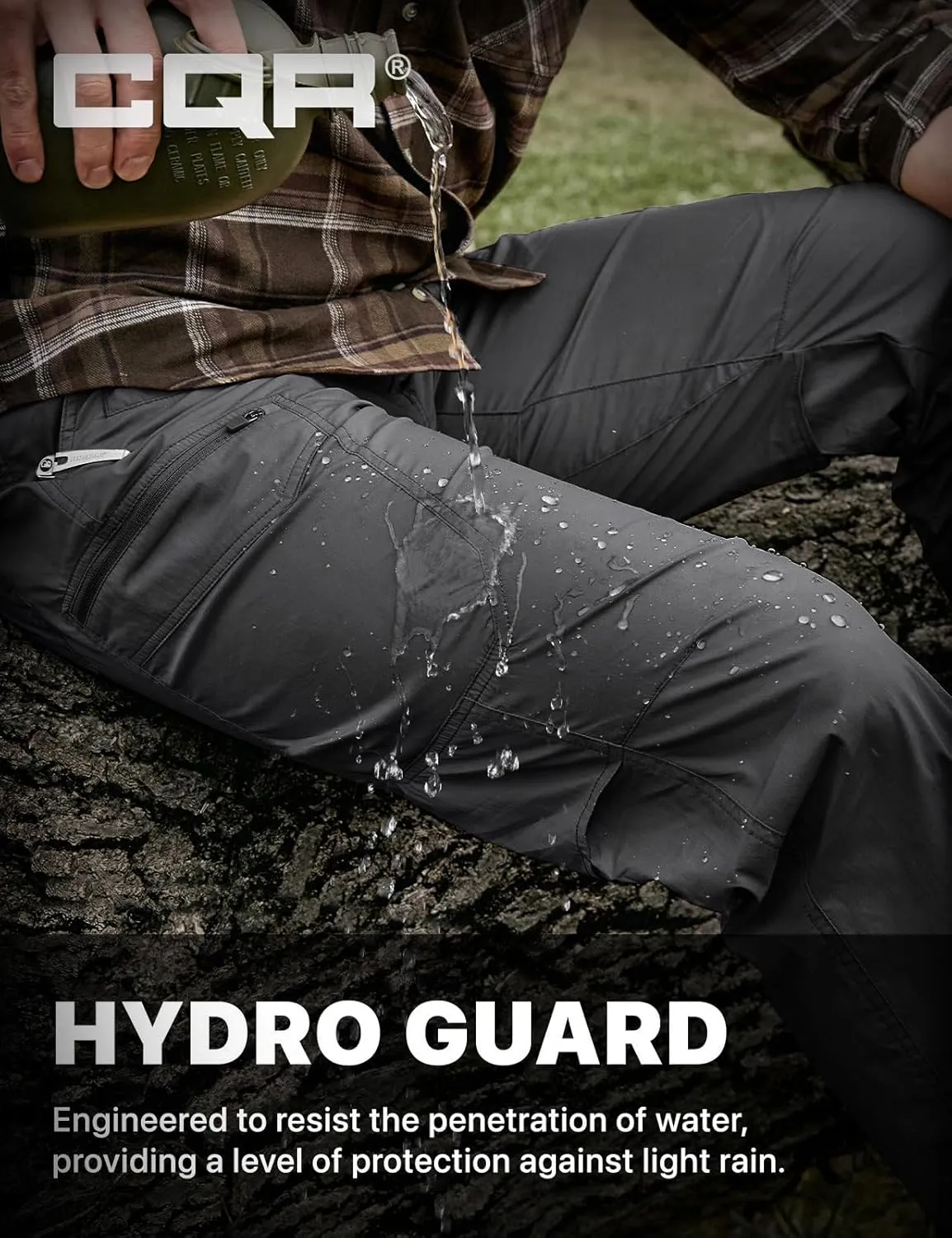 CQR Men's Quick Dry Tactical Pants, Water Resistant Outdoor Pants, Lightweight Stretch Cargo Work Hiking Pants