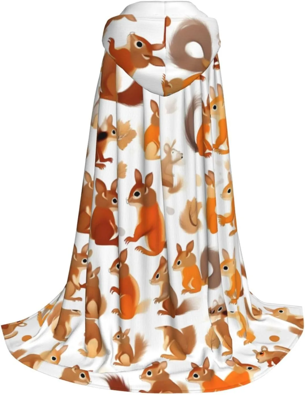 Cute Squirrels Print Halloween Hooded Cape Cosplay Cape & Witch Cloak - Unisex Halloween Hooded Cloak