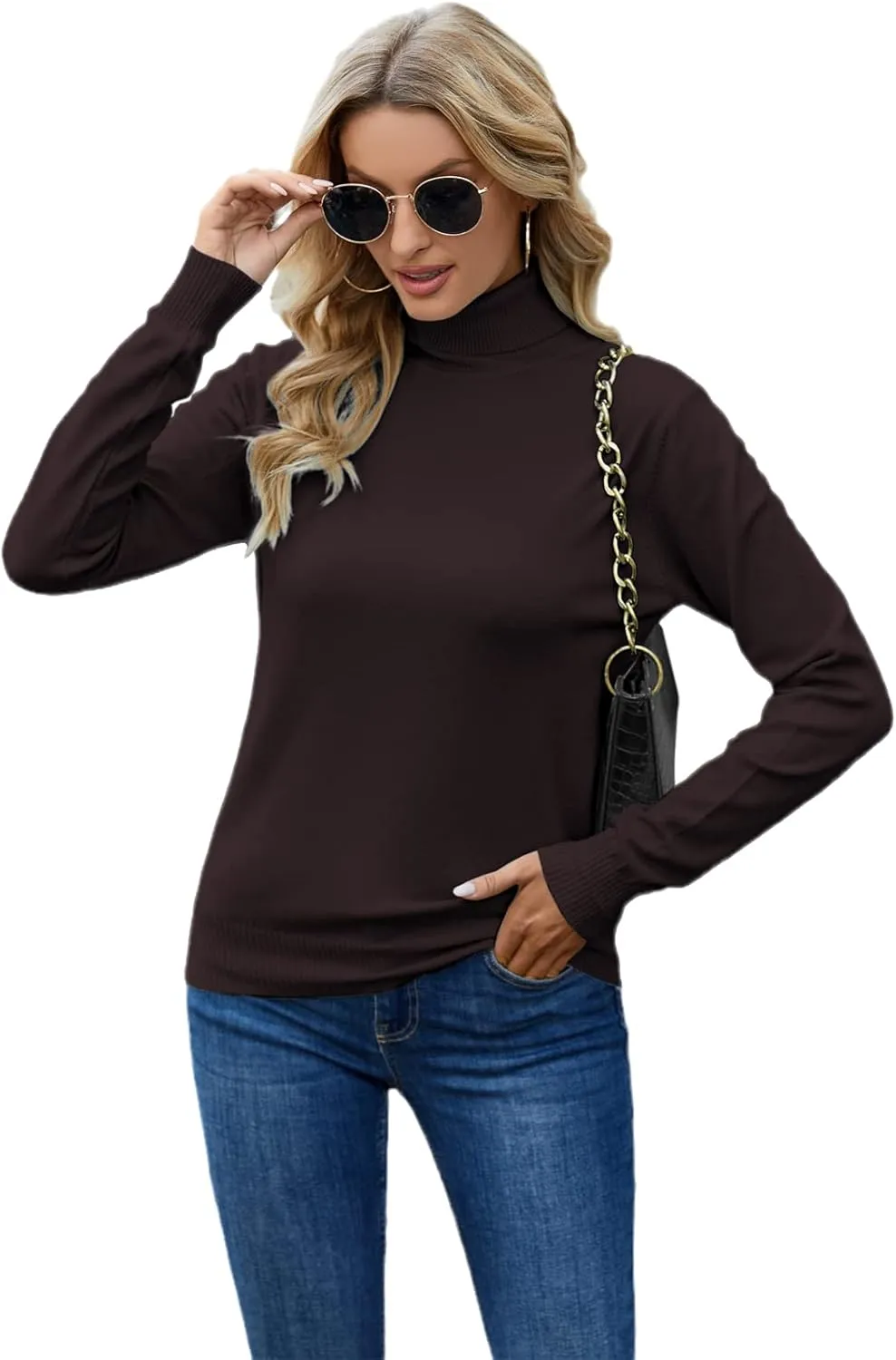 DAIMIDY Women's Long-Sleeve Turtleneck Sweater