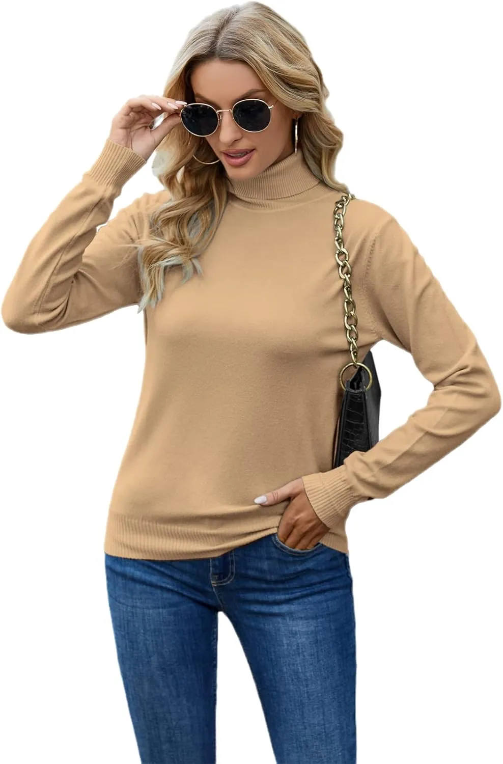 DAIMIDY Women's Long-Sleeve Turtleneck Sweater