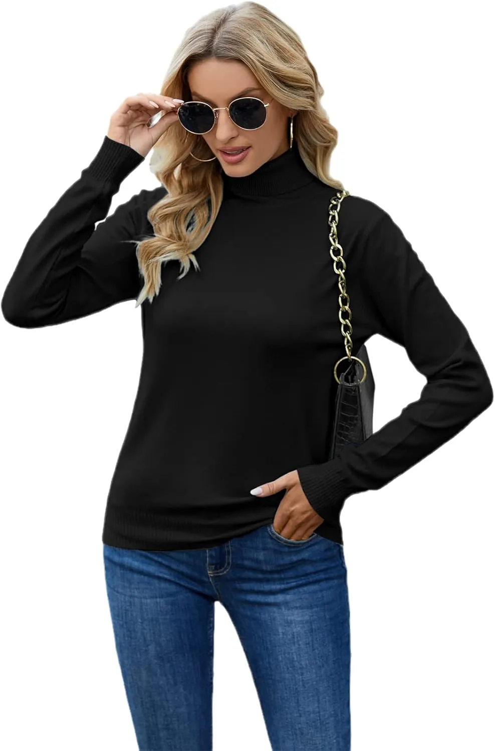 DAIMIDY Women's Long-Sleeve Turtleneck Sweater
