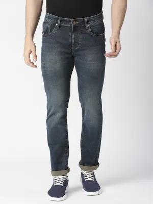 Dark Blue-Grey Stone Washed Slim Straight Knitted Denim