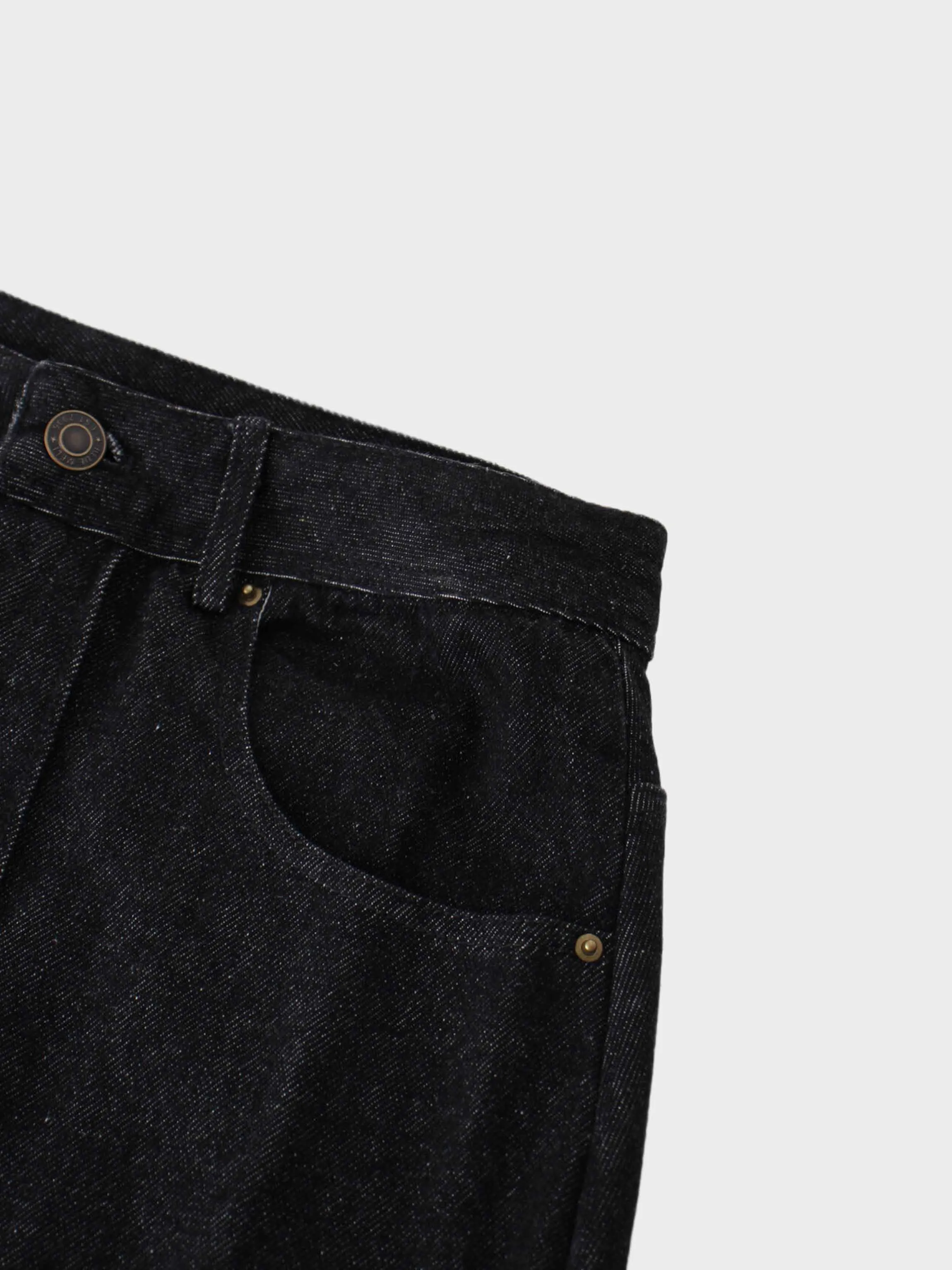 Denim Seamed Skirt-Deep Black