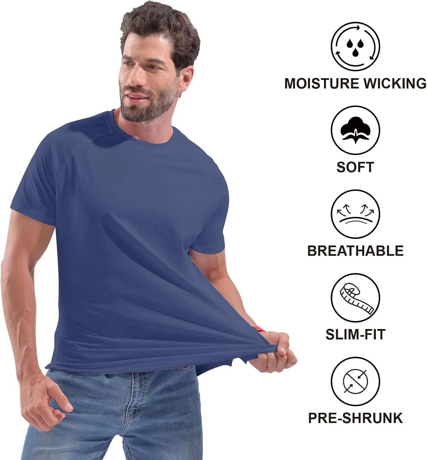 DEOLAX Mens T Shirt Fashion Muscle Crew Neck Mens Tee Shirts Short Sleeve Casual Classic Dry Fit Mens Athletic Tee Shirts