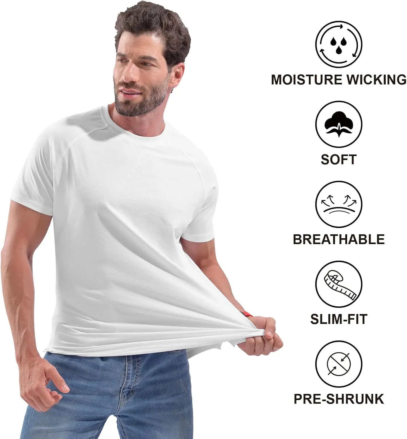 DEOLAX Mens T Shirt Fashion Muscle Crew Neck Mens Tee Shirts Short Sleeve Casual Classic Dry Fit Mens Athletic Tee Shirts