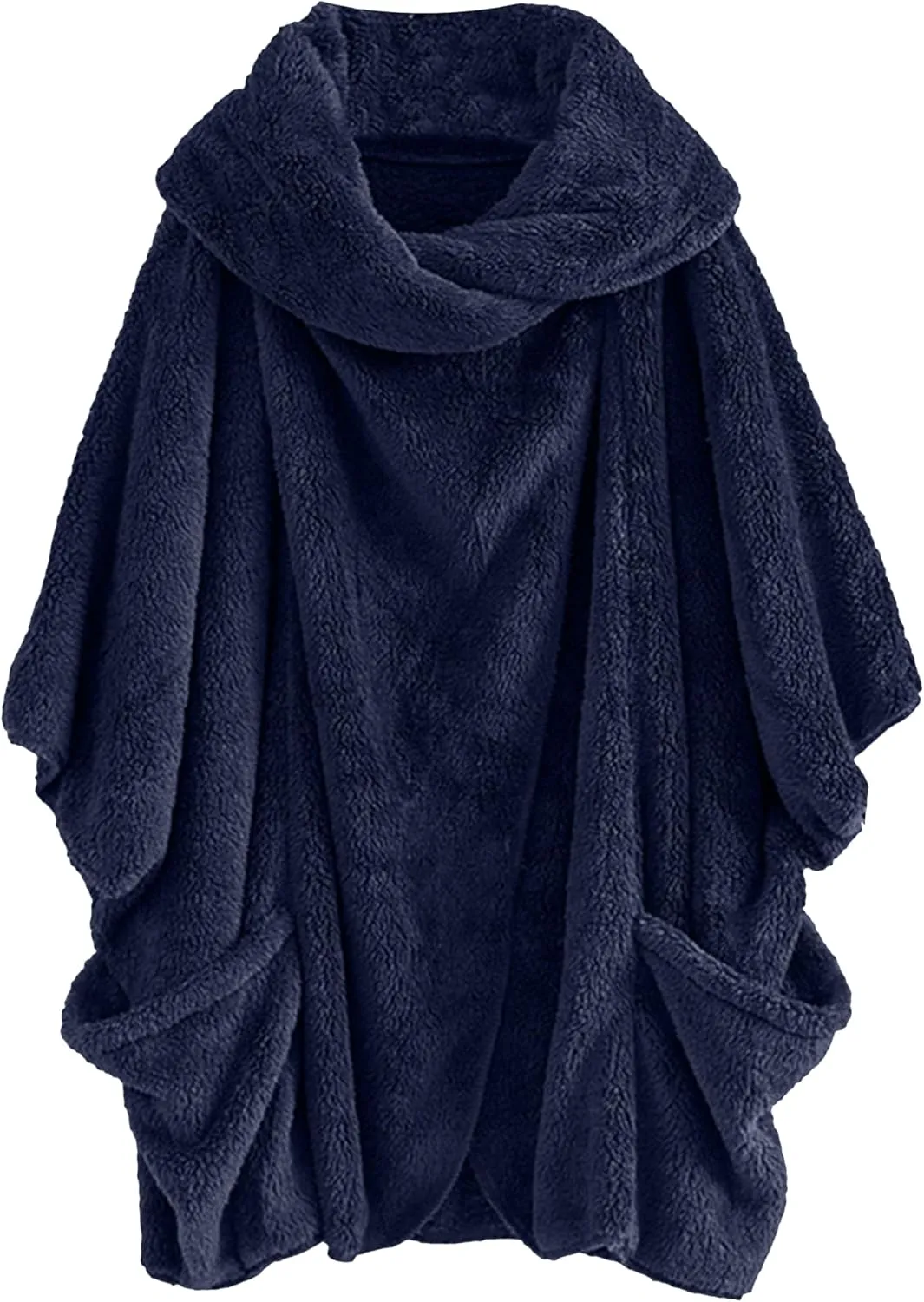 DIACACY Women's Fleece Plush Cloak Batwing Sleeve Casual Coats Fuzzy Sherpa Jacket Coats Irregular Outerwear Jacket